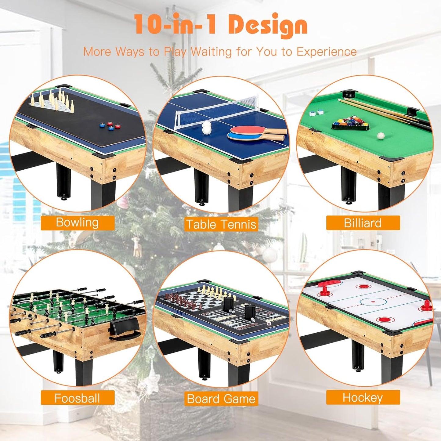 Multi Game Table, 10 in 1 Combo Game Table w/Foosball Table