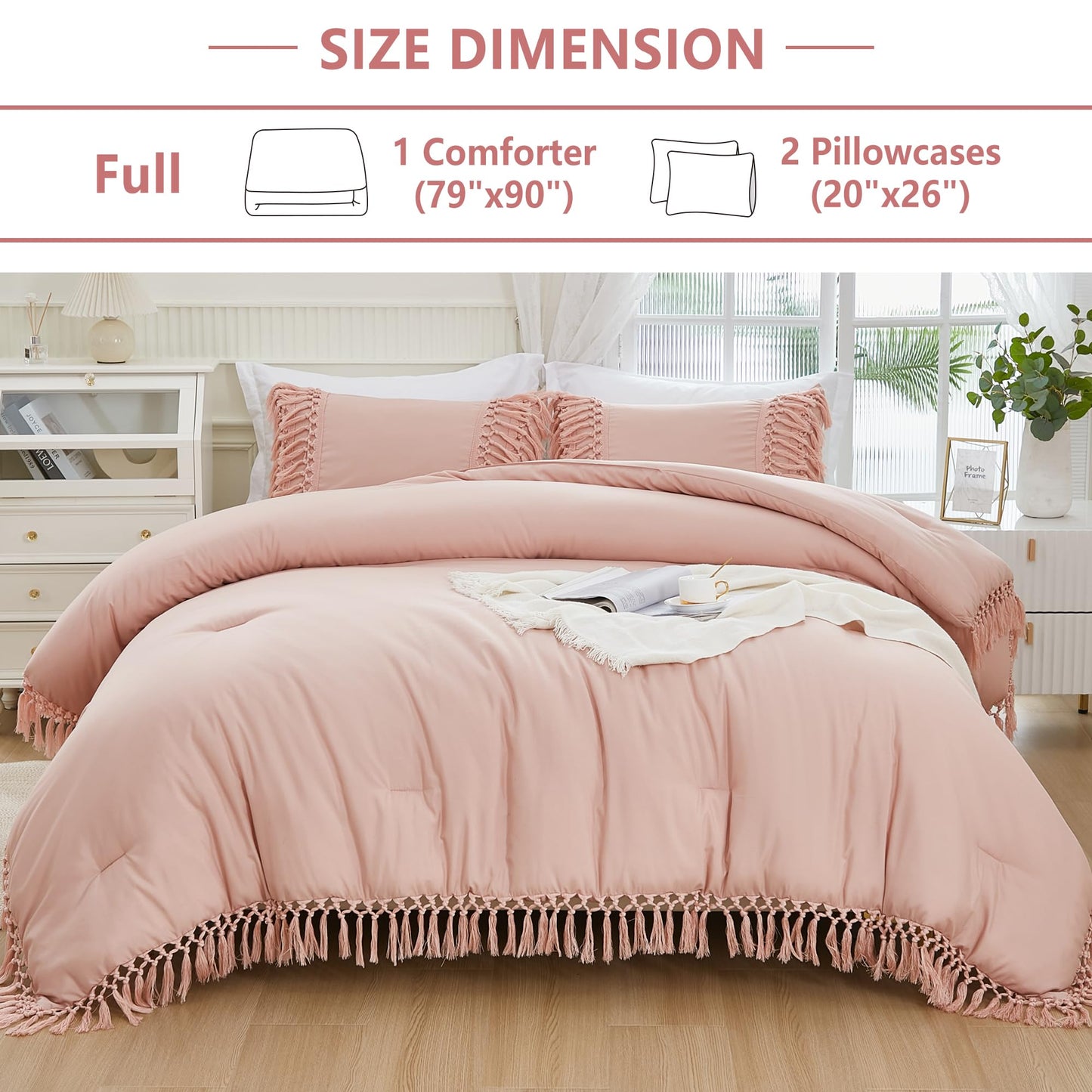 3 Pieces Boho Terracotta Lightweight Comforter Sets