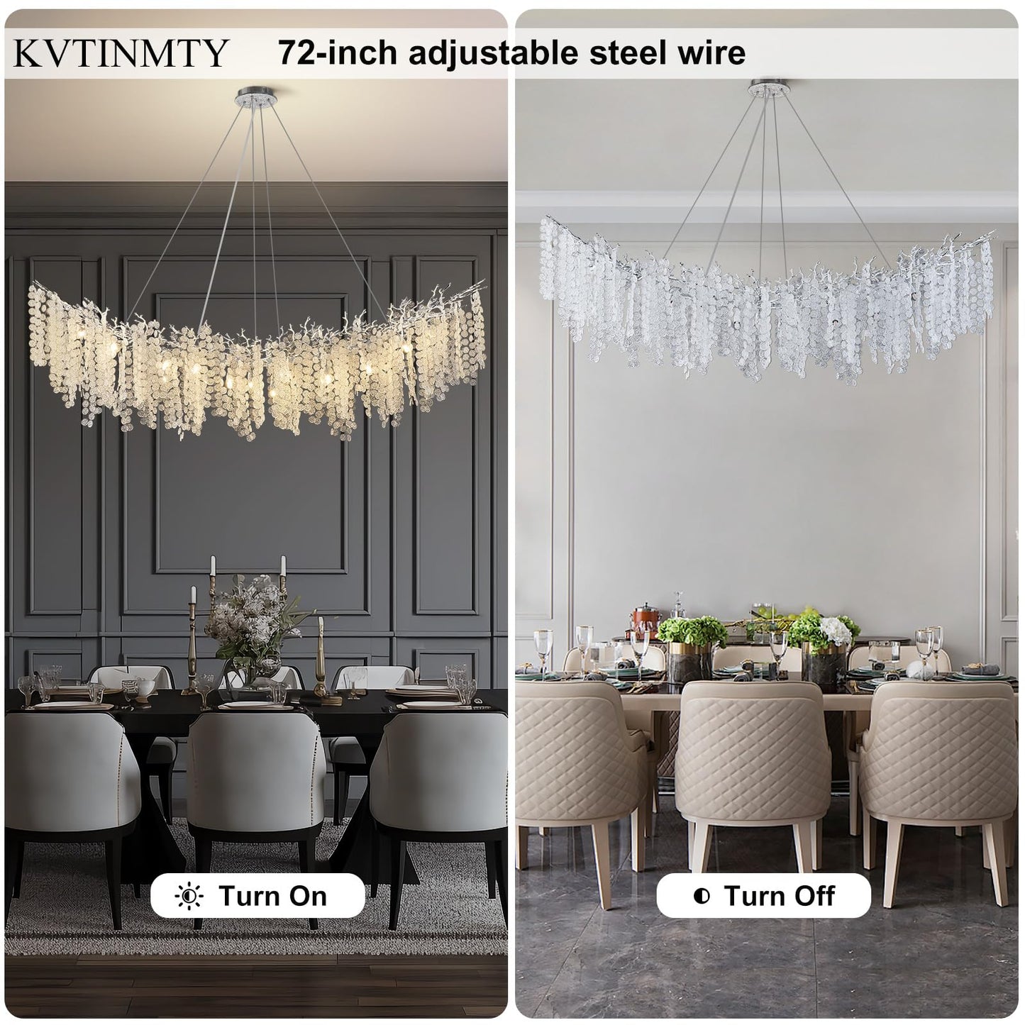 H134'' Modern Crystal Tree Branch Chandelier, Foyer High Ceiling Chandelier