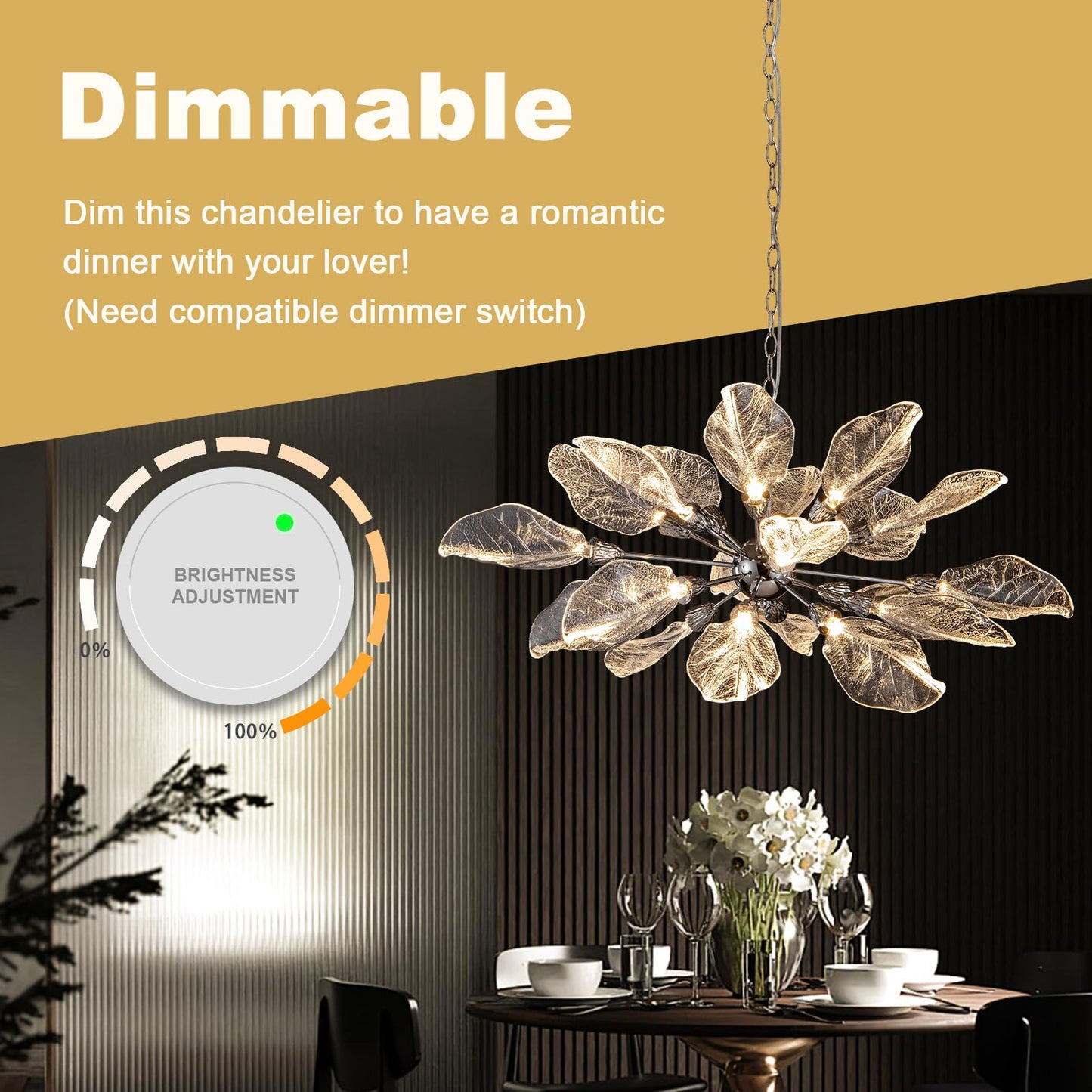 Leaf 39 inch Large Chandelier Dining Room Chandelier Over Table