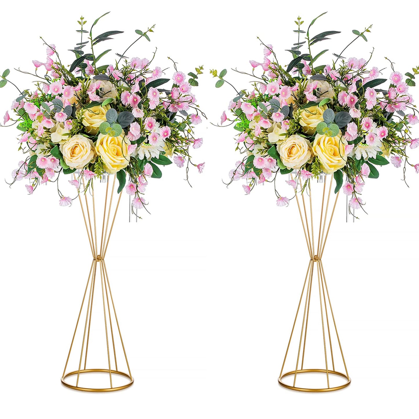 Gold Centerpieces for Table Wedding - Geometric Metal Flower Stands