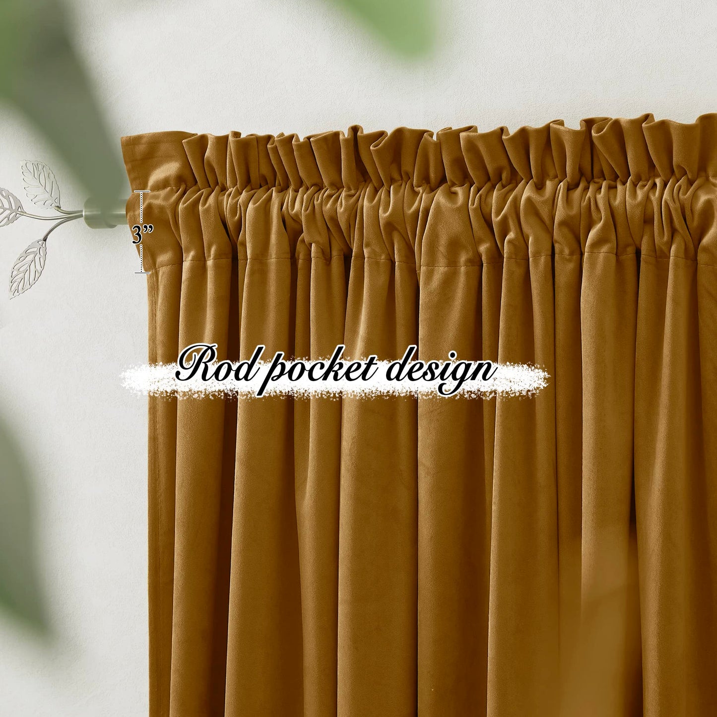 Velvet Curtains 96 inches - Soundproof Light Blocking Velvet Curtain