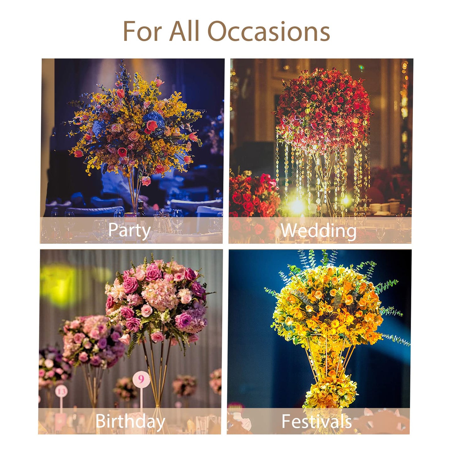 Gold Centerpieces for Table Wedding - Geometric Metal Flower Stands