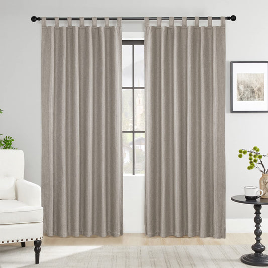 Linen Textured Heavy Curtains 96" L x 52" W  for Big Rods 2 Panels