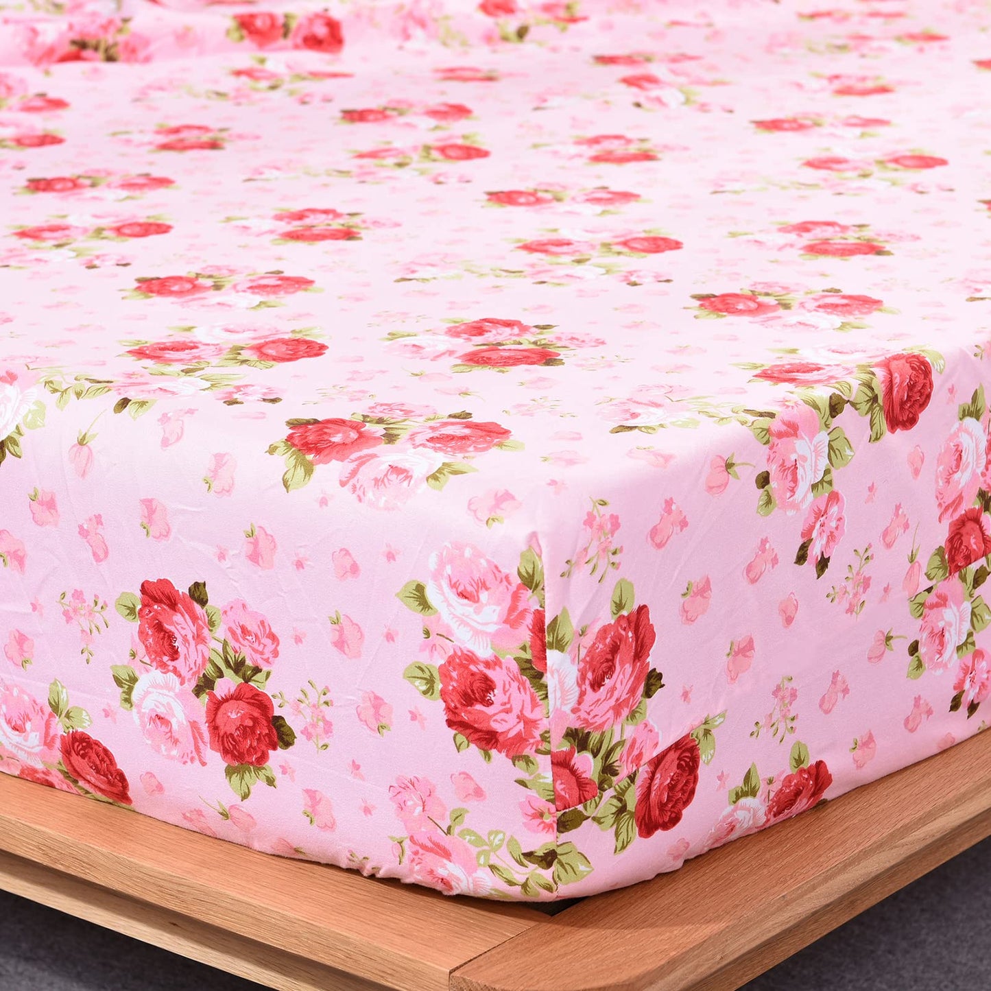 Queen Sheet Set Ultra Soft Breathable Silky Flower Bed Sheets Deep Pocket