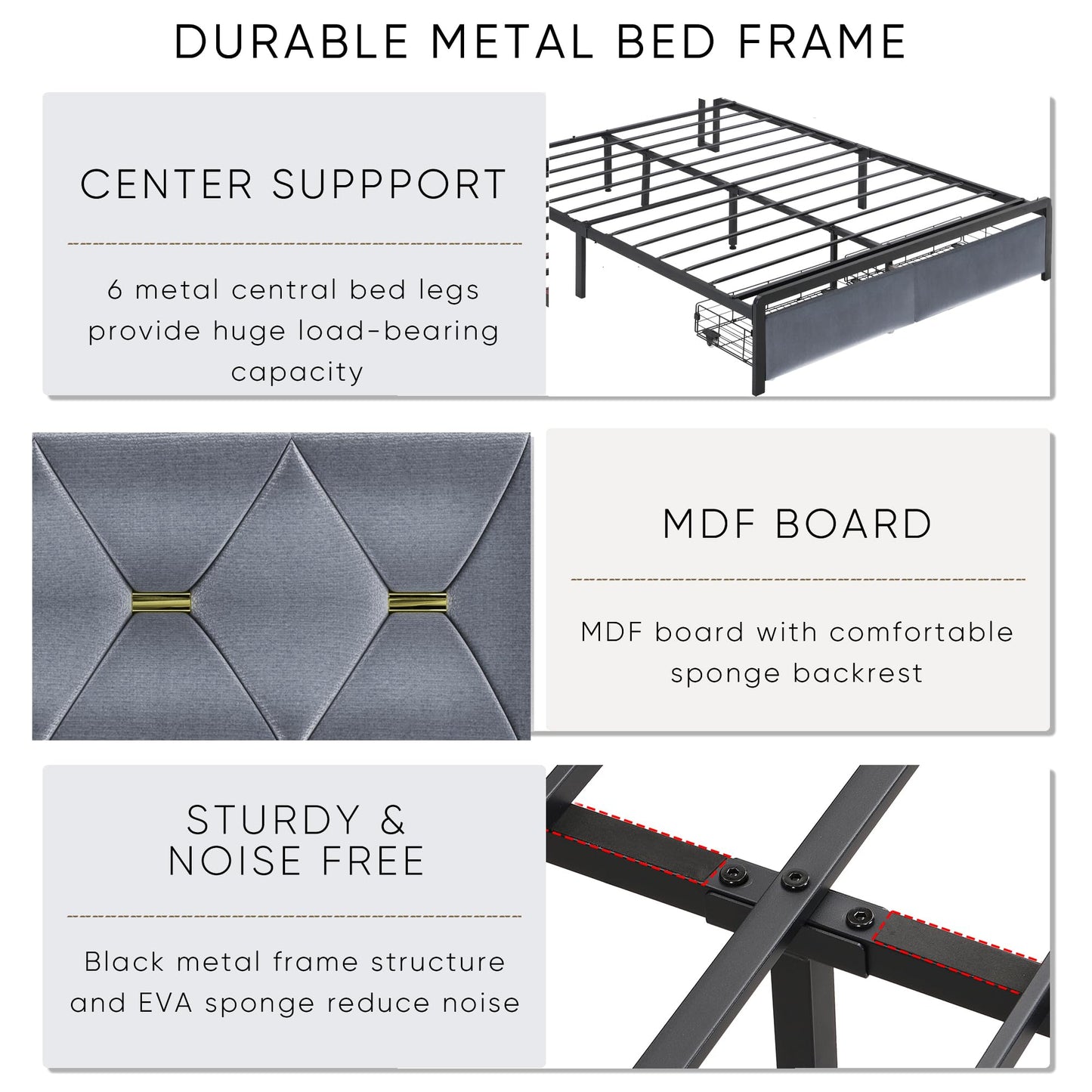 Led King Platform Bed Frame with Faux Leather Storage Headboard