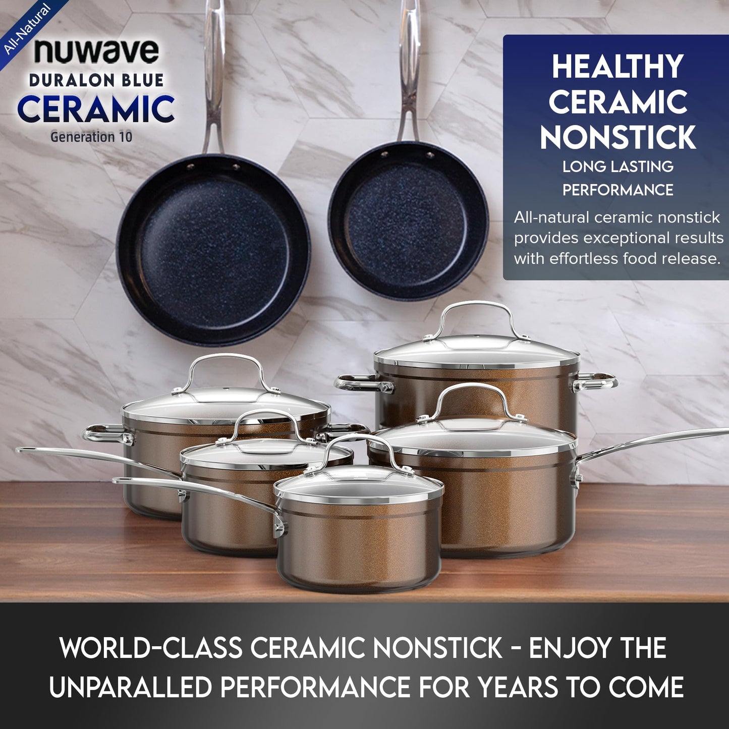 Ceramic Nonstick Cookware Set, Diamond Infused Scratch-Resistant