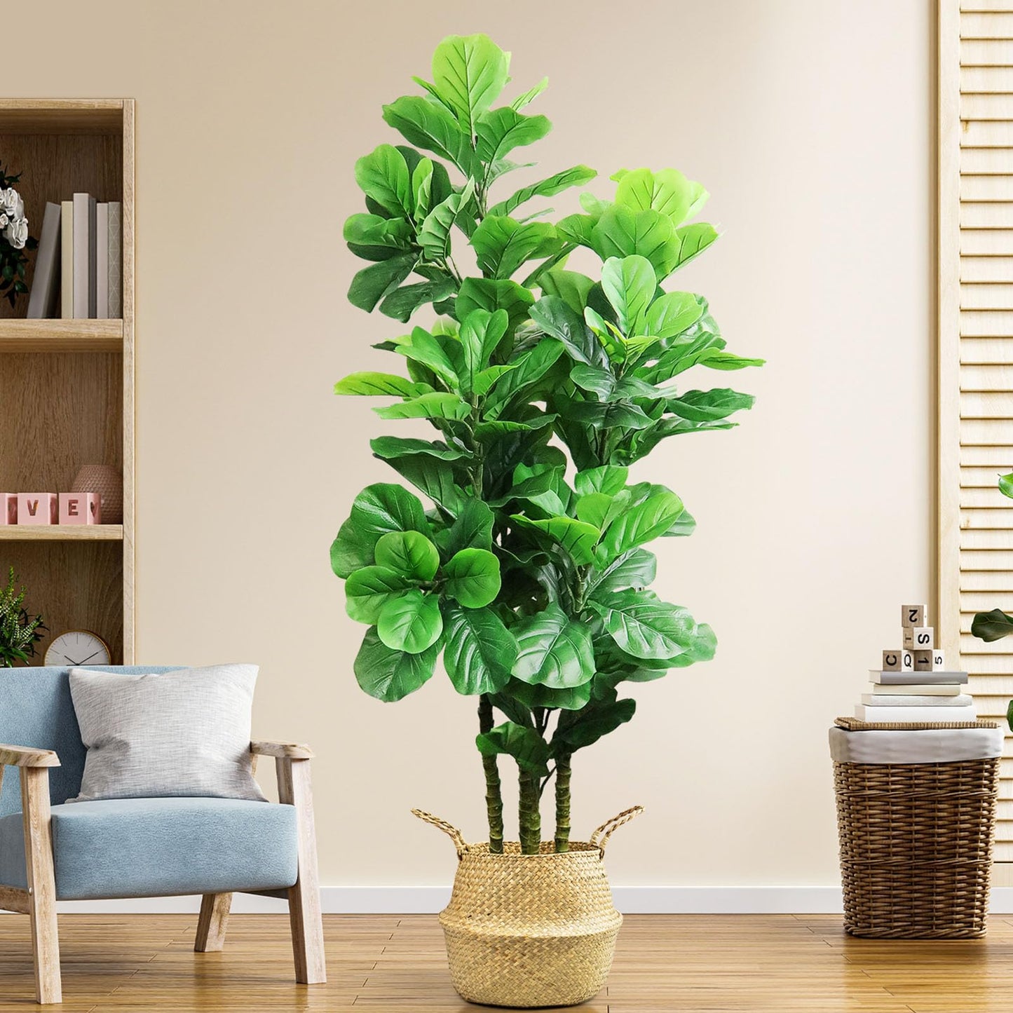 6ft  Artificial Fiddle Leaf Fig Tree Fake Tree Faux Plant