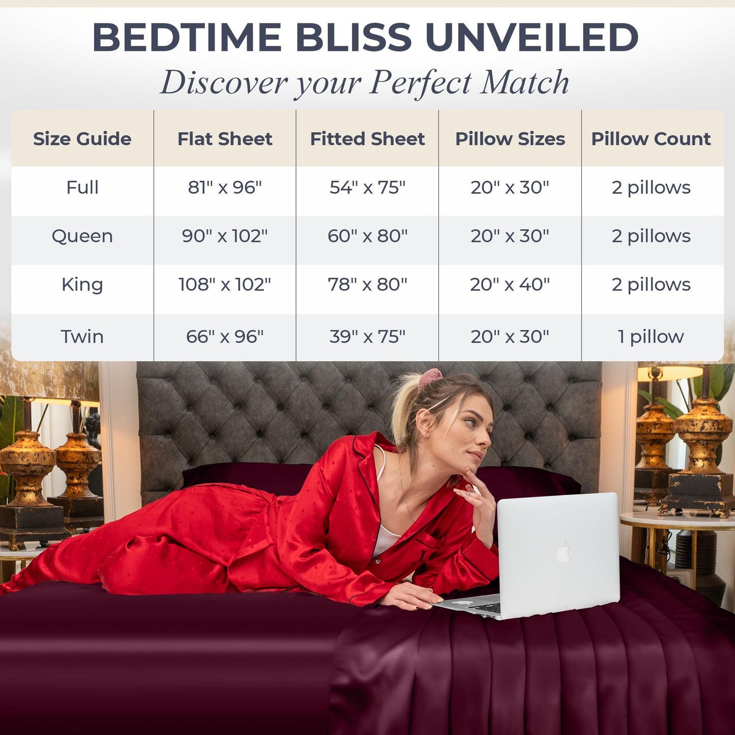 Queen Size Set 4 Pcs - Silky & Luxuriously Soft Satin Bed Sheets