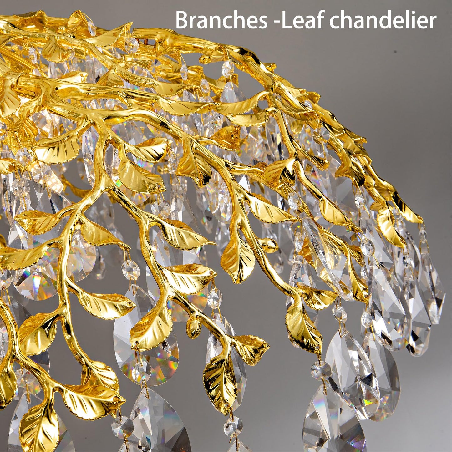 Modern Crystal Chandelier, Gold Pendant Flower Hanging Lighting