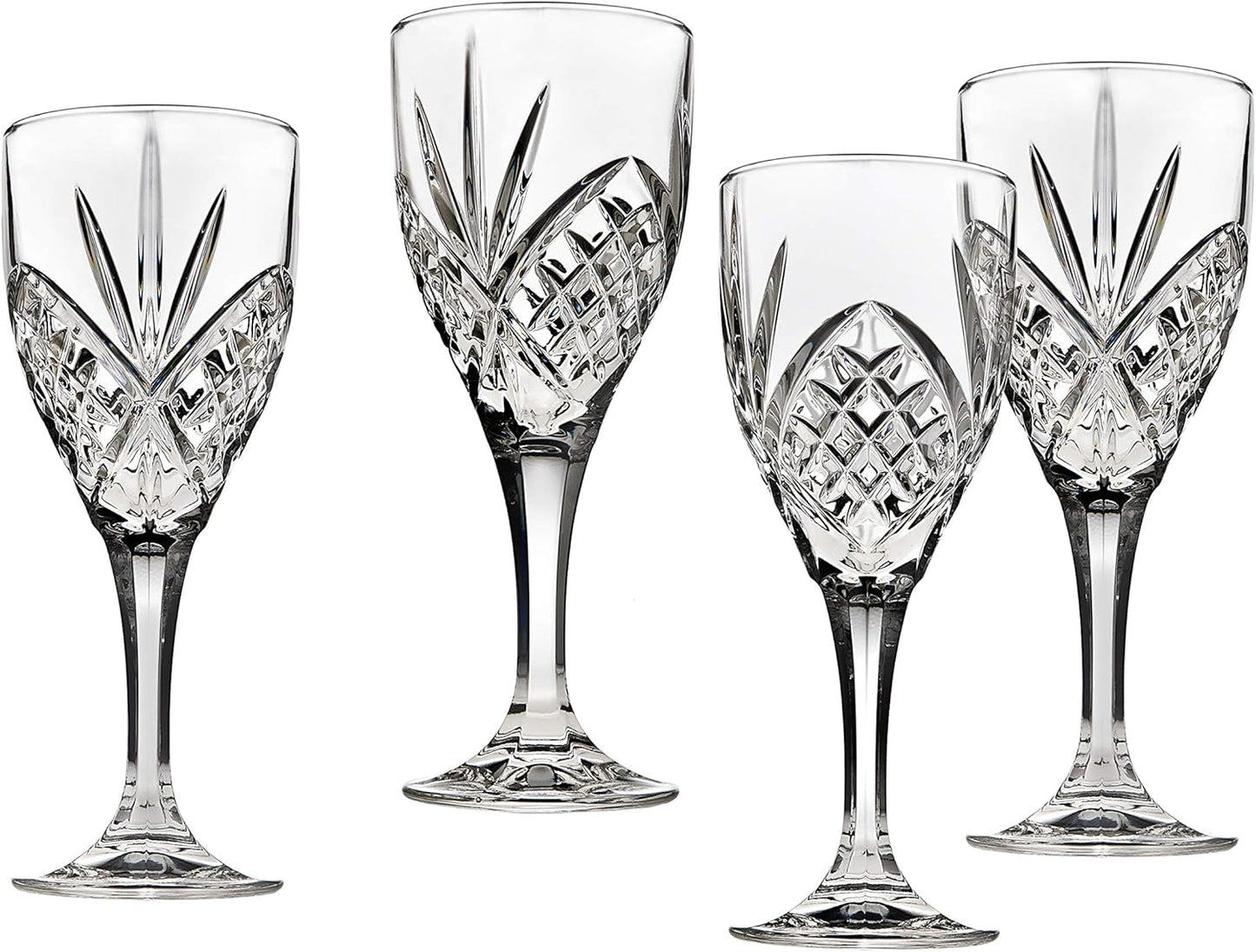 Wine Glasses, Stemmed Glass Goblets - Dublin Crystal, Set of 4