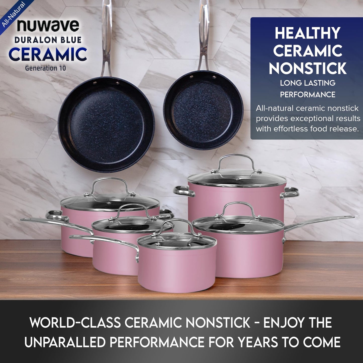 Ceramic Nonstick Cookware Set, Diamond Infused Scratch-Resistant