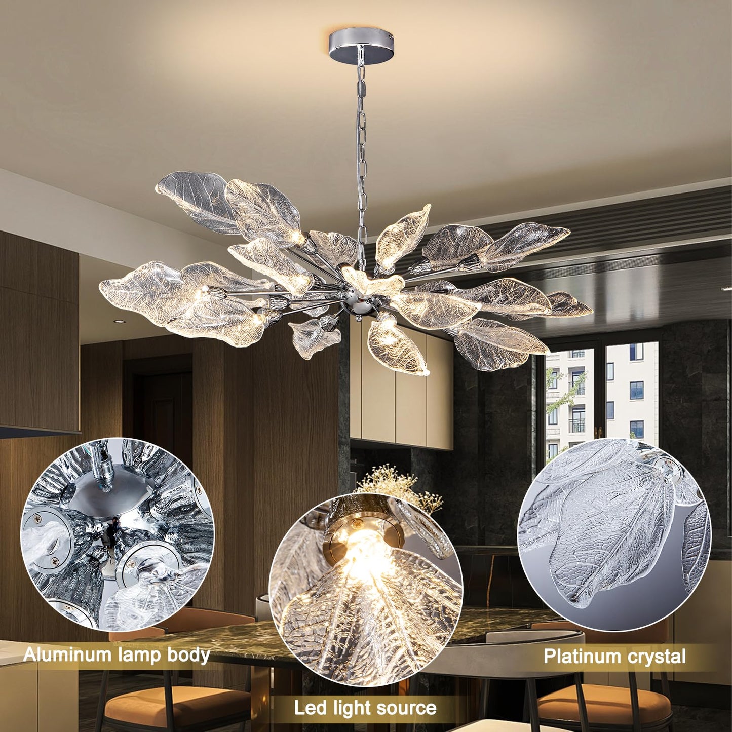 Leaf 39 inch Large Chandelier Dining Room Chandelier Over Table