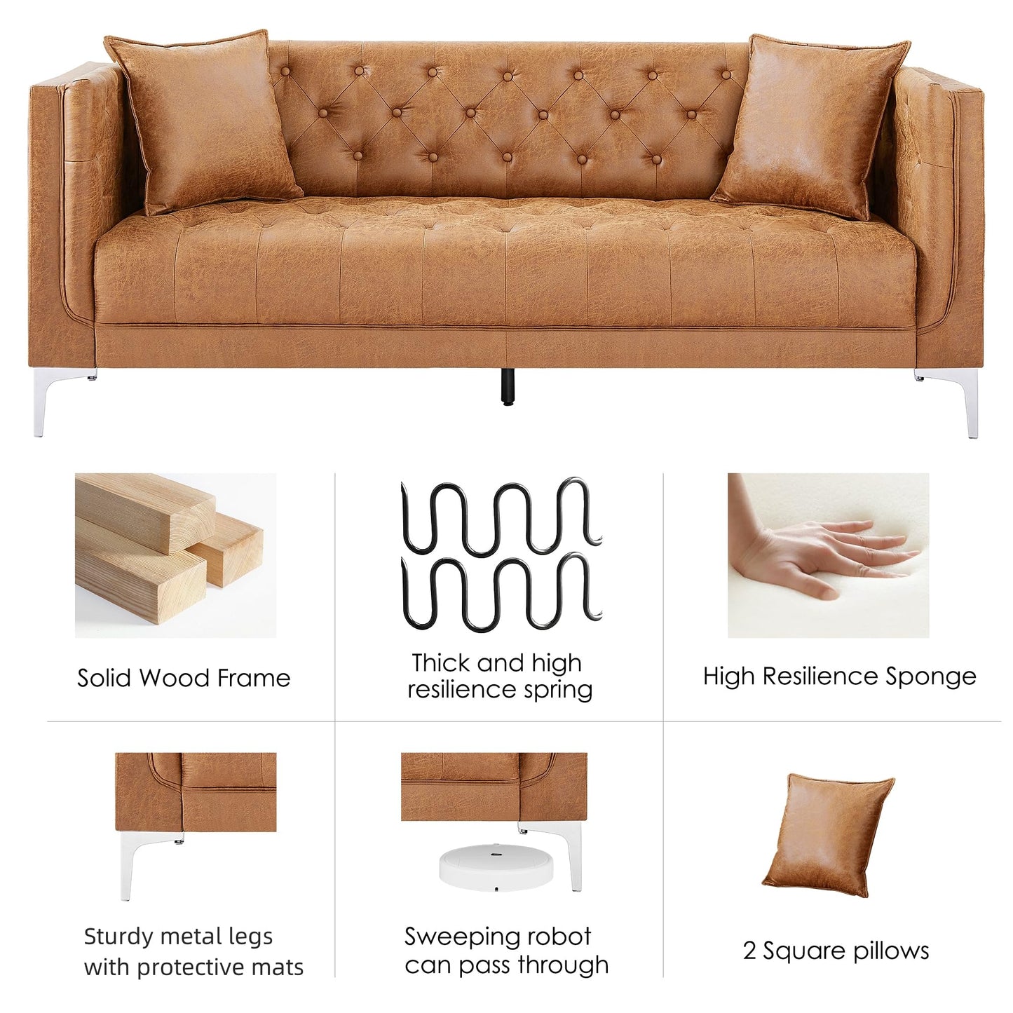 79'' Modern Sofa Couch for Living Room, 3 Seater Sofa with Deep Seats