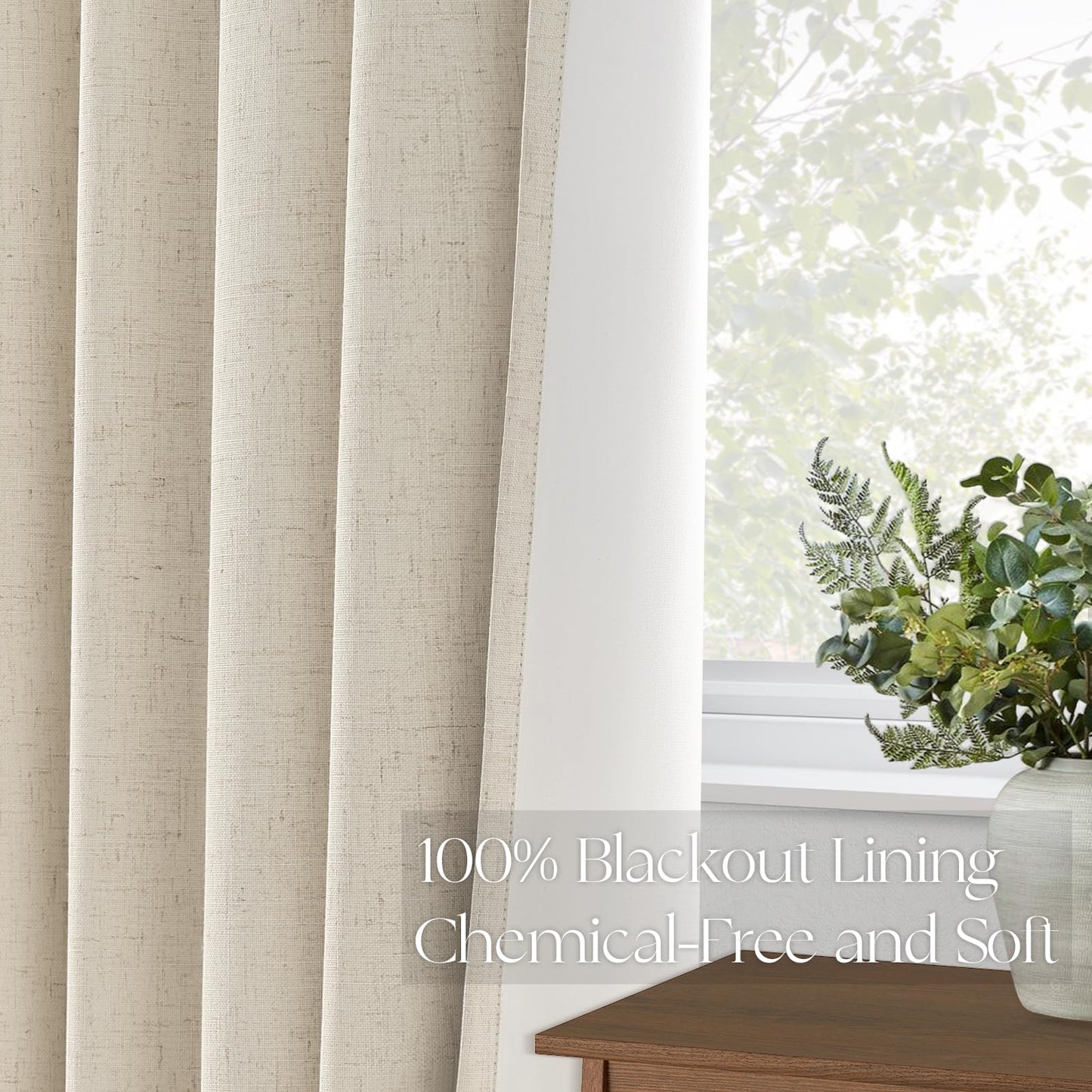 Pinch Pleated Curtains 96 Inch Long, 100% Blackout Thermal Insulated