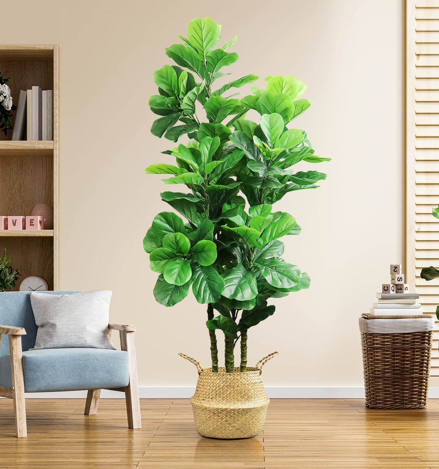 6ft  Artificial Fiddle Leaf Fig Tree Fake Tree Faux Plant