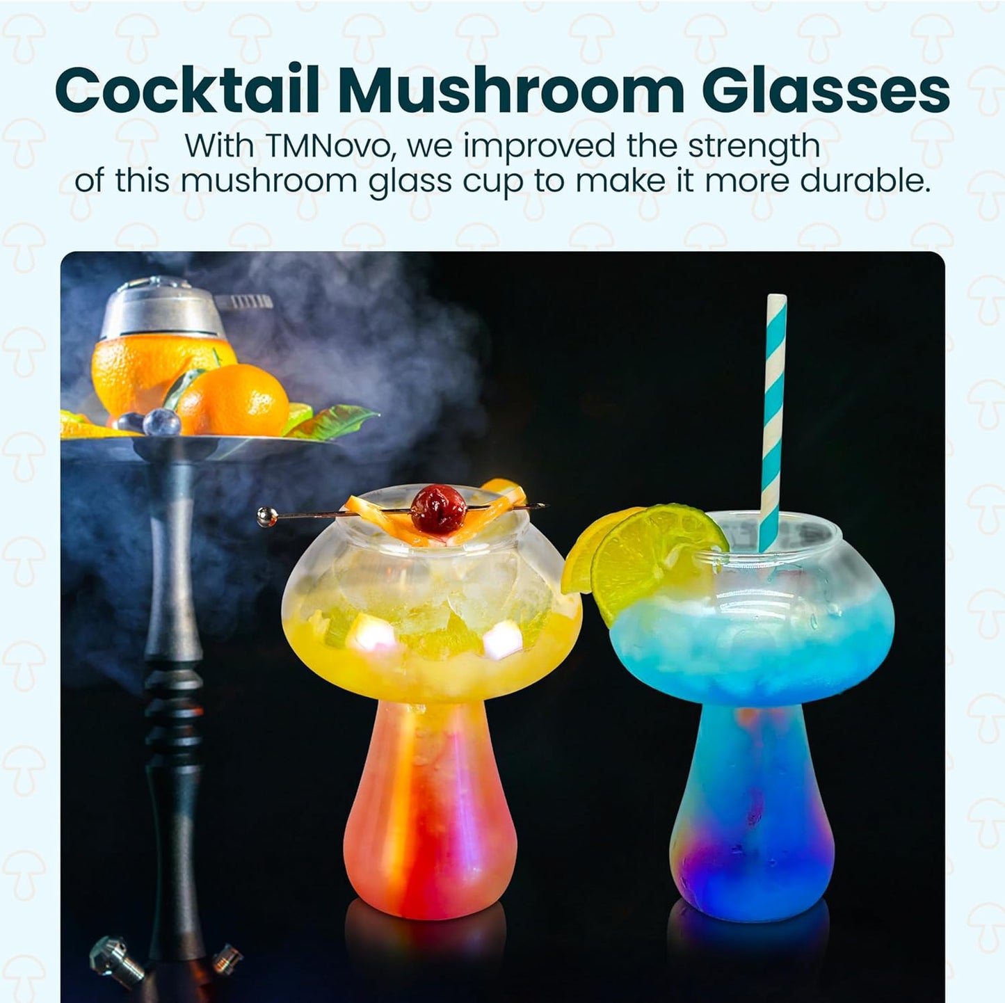 Cocktail Mushroom Glasses - Iridescent Cute Glass Cups Set - 2 Pcs