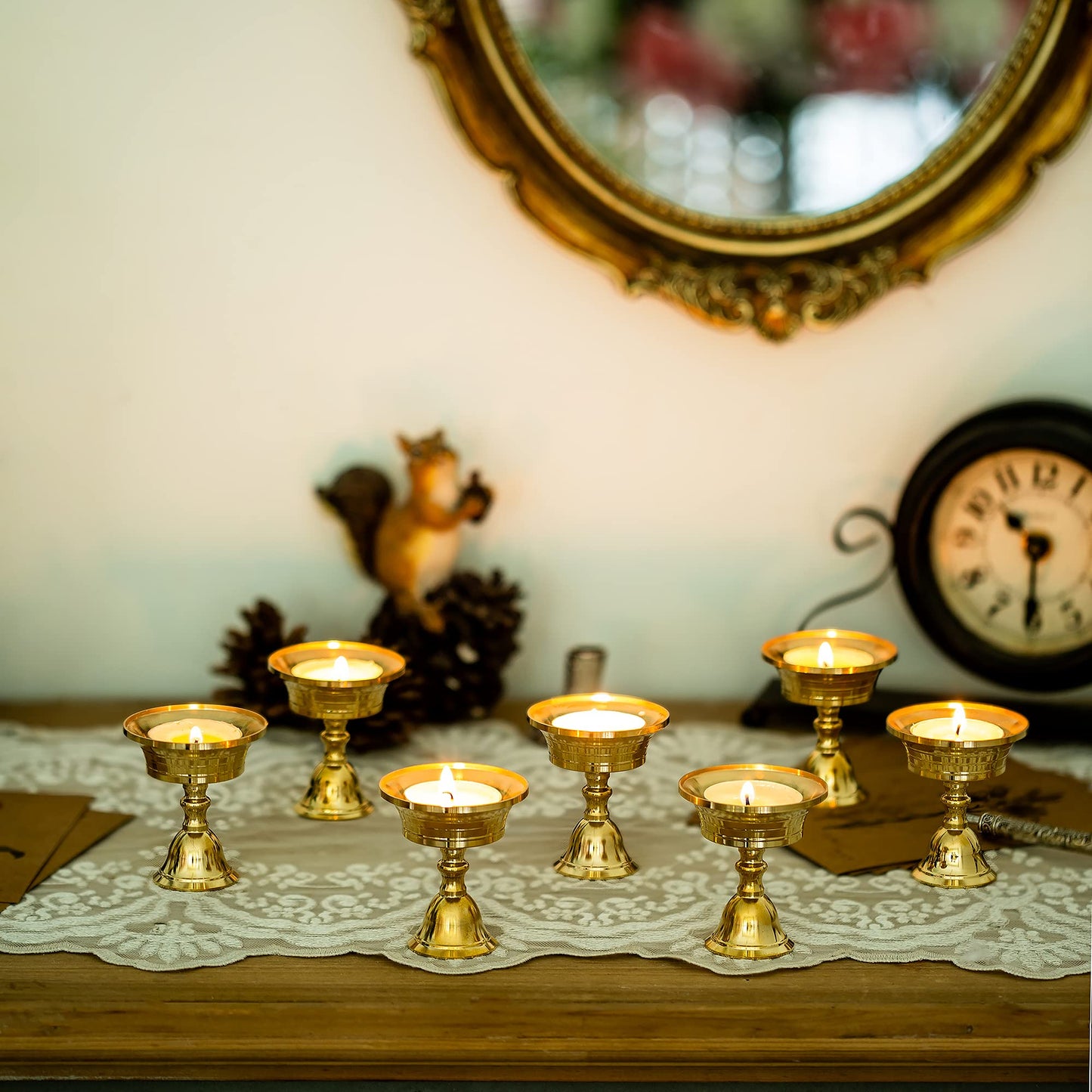 Golden Cup Candle Holder Tibetan Brass Oil Lamp Buddhist Altar Supplies