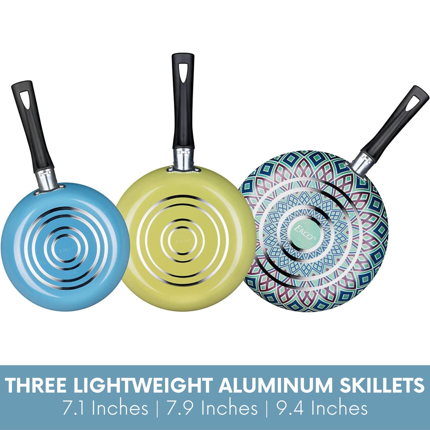 3-Piece Frying Pan Set (7.1, 7.9 & 9.4 IN) For all Stovetops, Dishwasher Safe