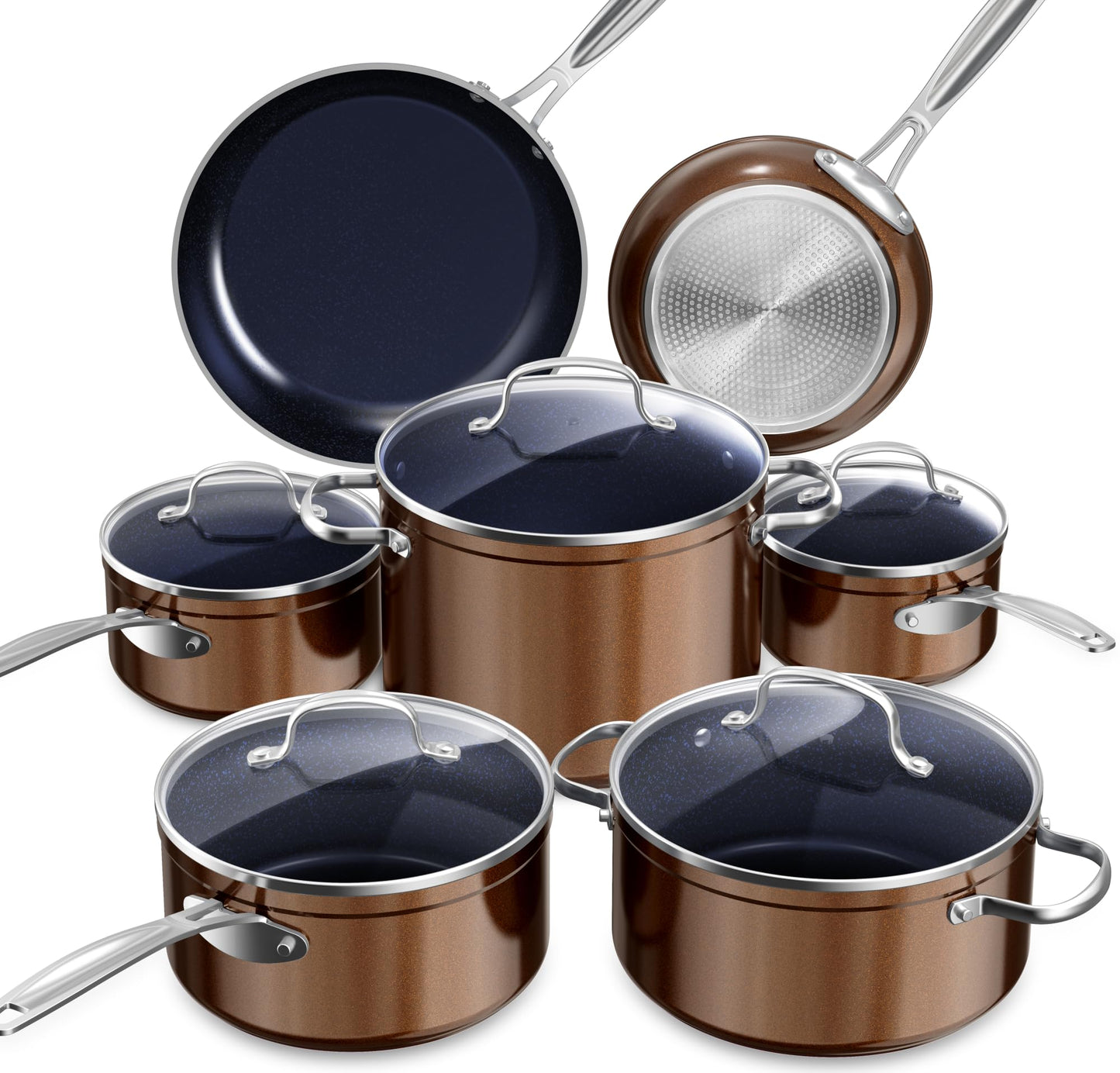 Ceramic Nonstick Cookware Set, Diamond Infused Scratch-Resistant