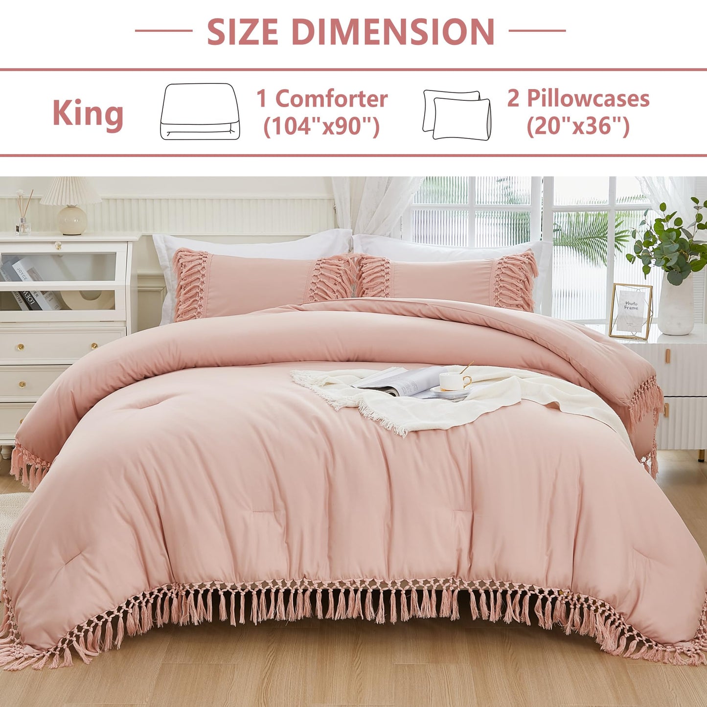 3 Pieces Boho Terracotta Lightweight Comforter Sets