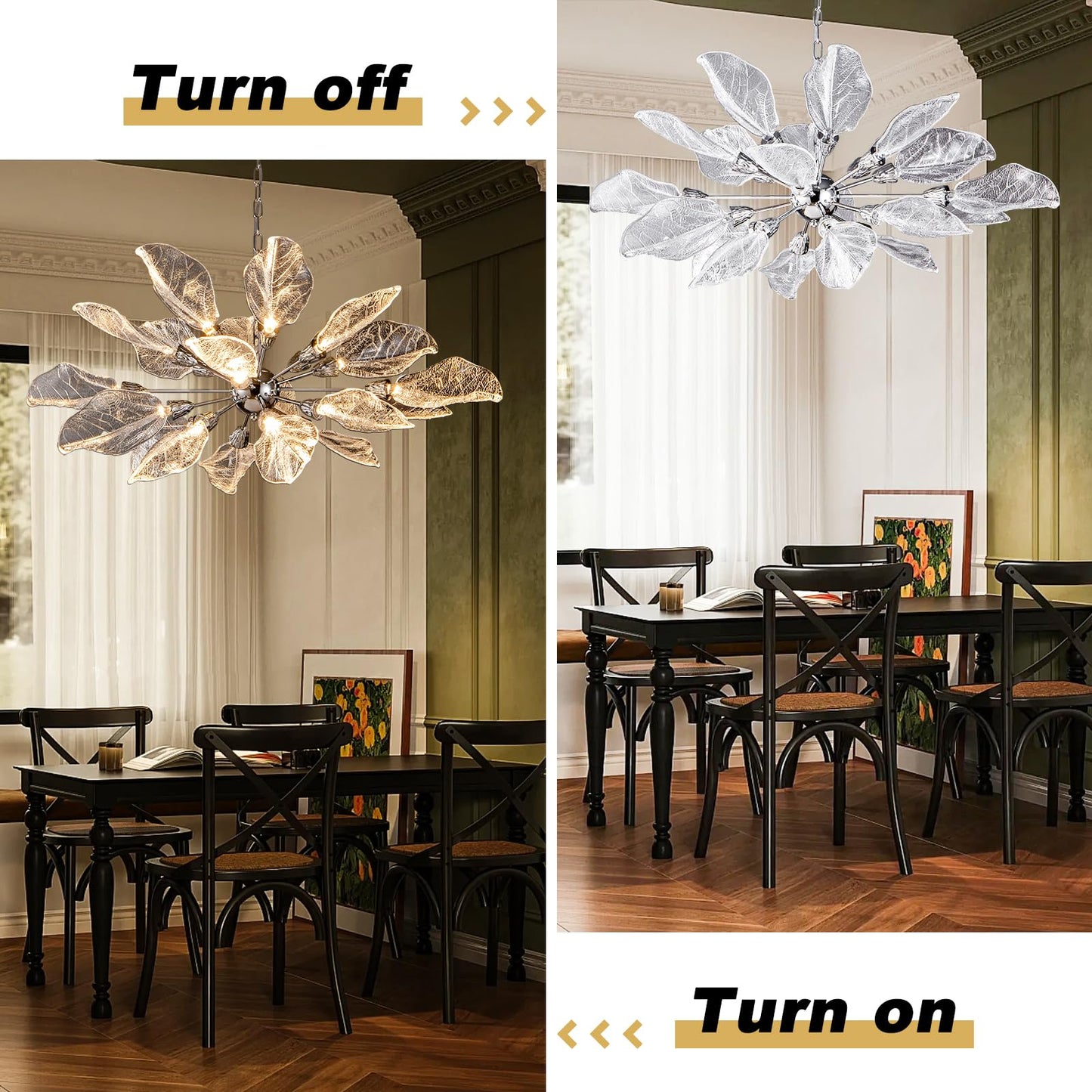 Leaf 39 inch Large Chandelier Dining Room Chandelier Over Table