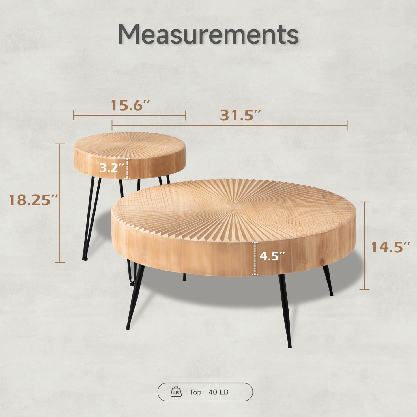 2-Piece Modern Farmhouse Coffee, Nesting Natural Finish