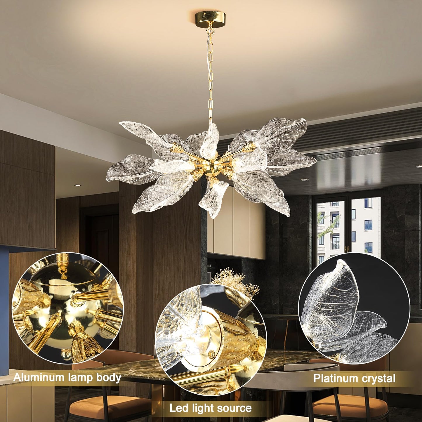 Leaf 39 inch Large Chandelier Dining Room Chandelier Over Table