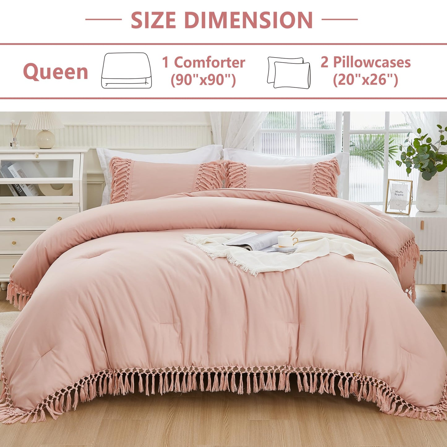 3 Pieces Boho Terracotta Lightweight Comforter Sets