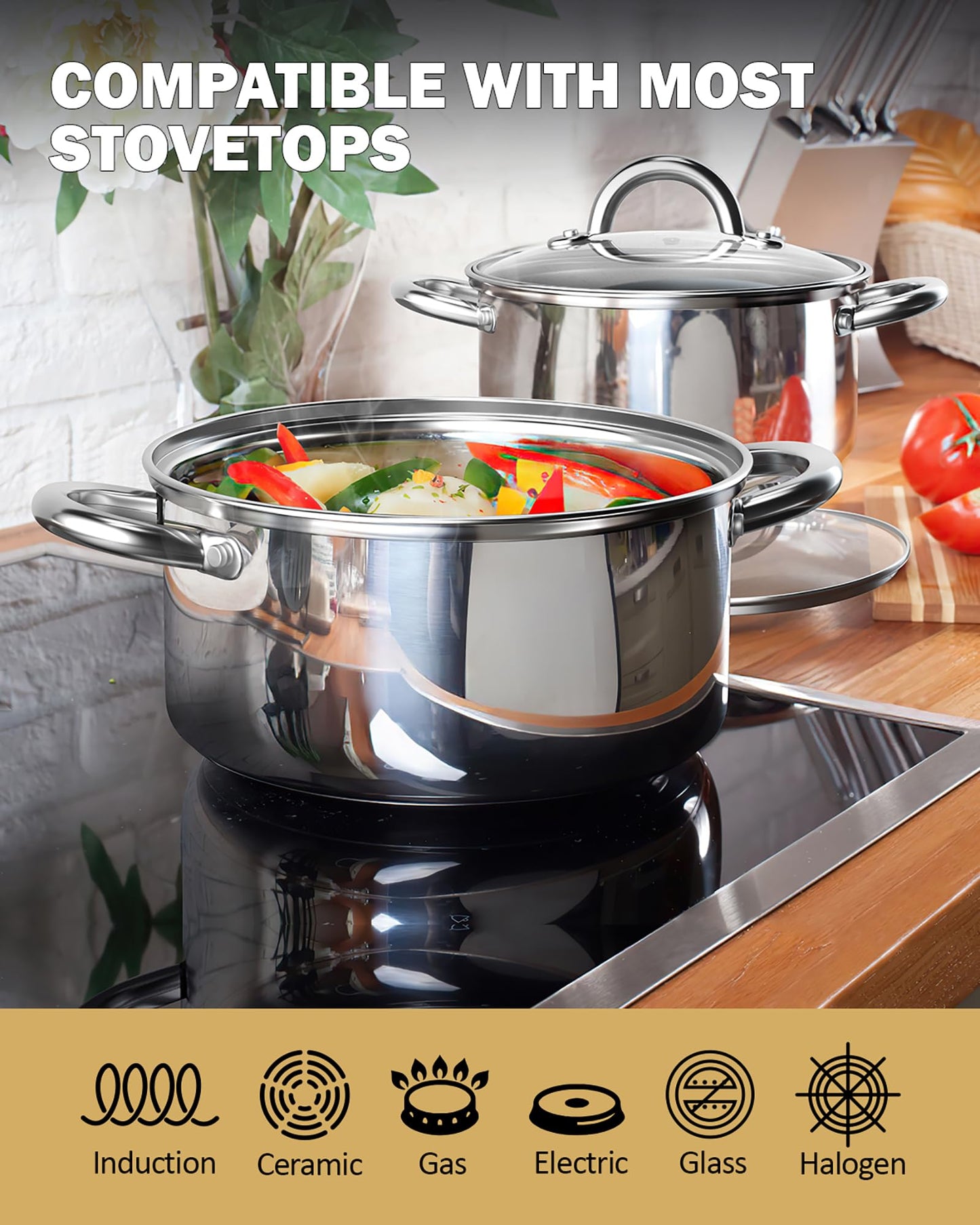 12-Piece Basic Stainless Steel Pots and Pans, Silver