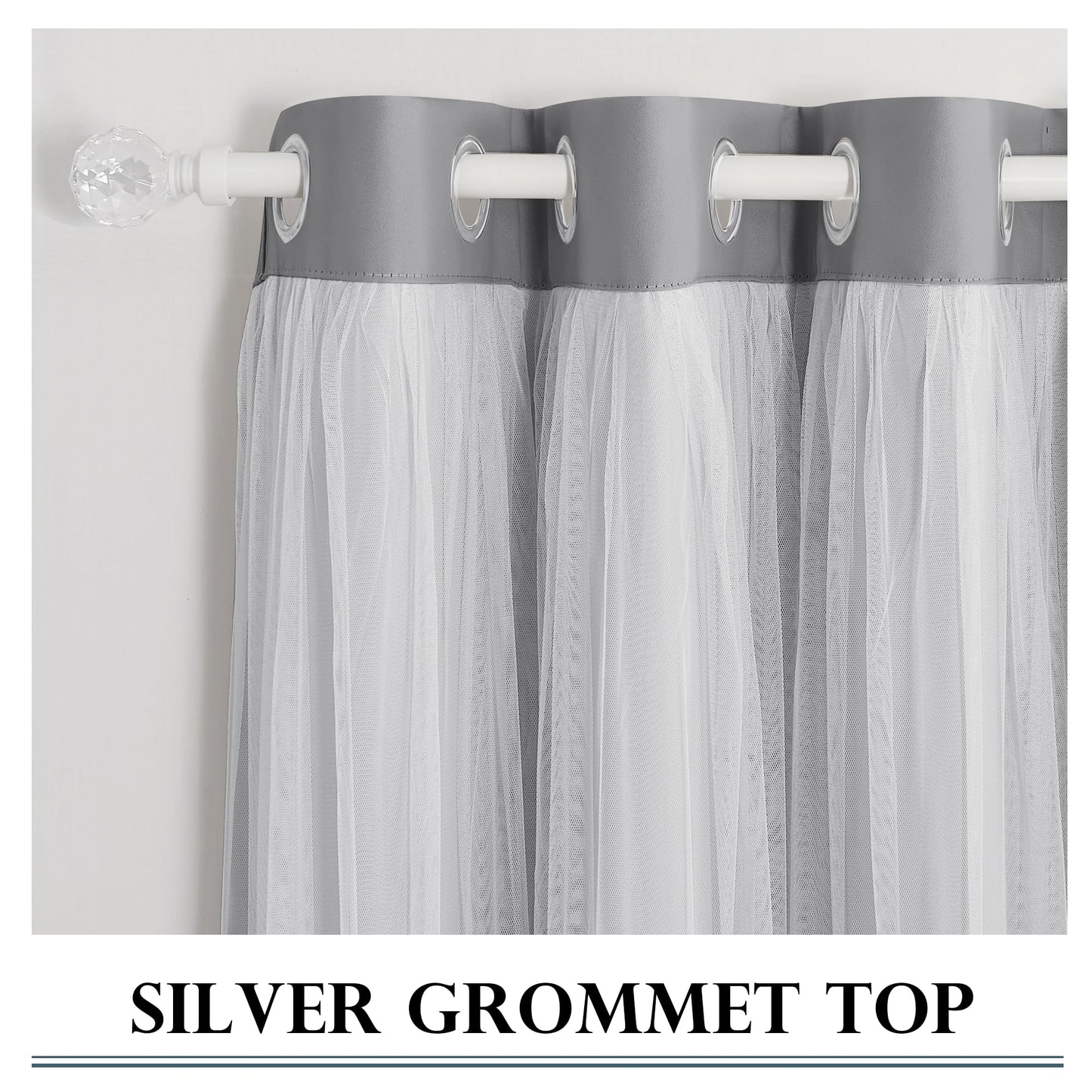 Double-Layered Curtains with Tie-Backs Sheer Drapes Light Blocking, 2 Pcs