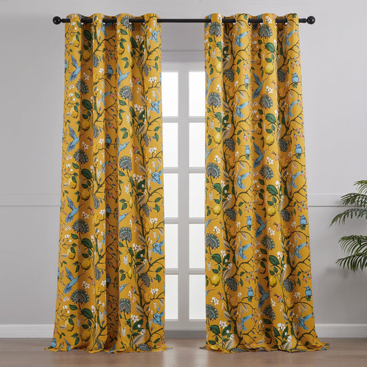 Mustard Yellow Vintage Curtains & Drapes 84 Inches Long