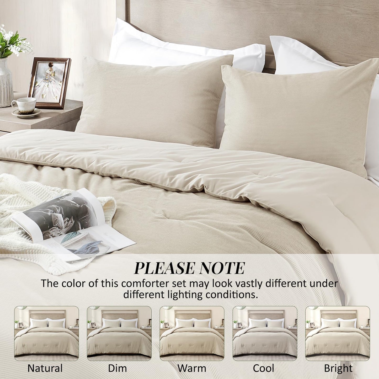 Luxury Fleece Sherpa Comforter Sets for Queen Bed, Soft and Warm Set