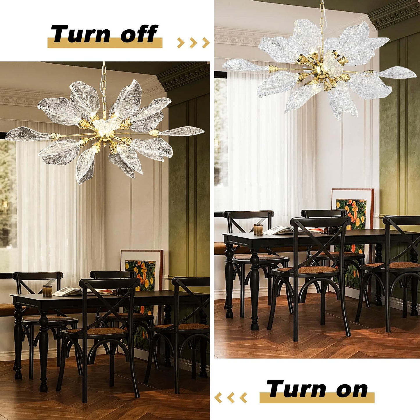 Leaf 39 inch Large Chandelier Dining Room Chandelier Over Table