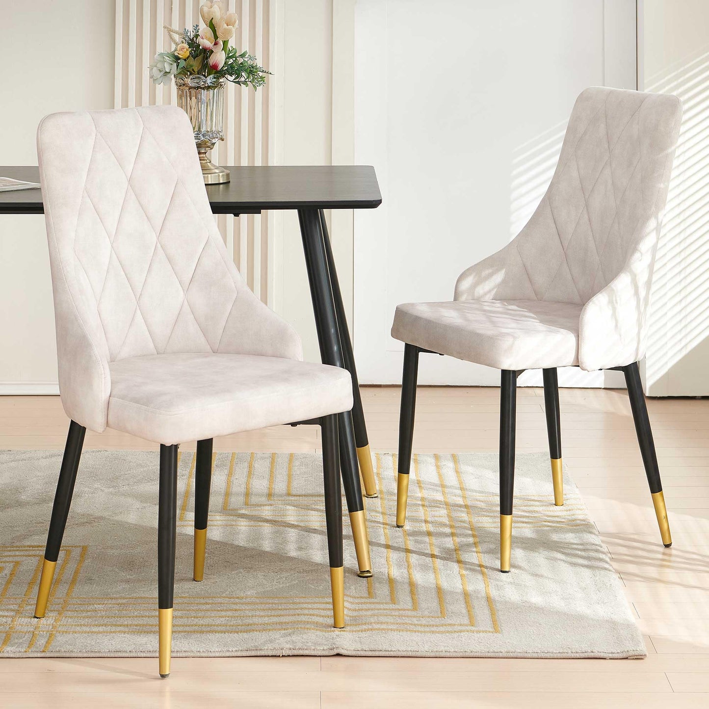 Kitchen Table and Chairs Set, Grey Glass Round Table with Metal Legs, 4 Chairs