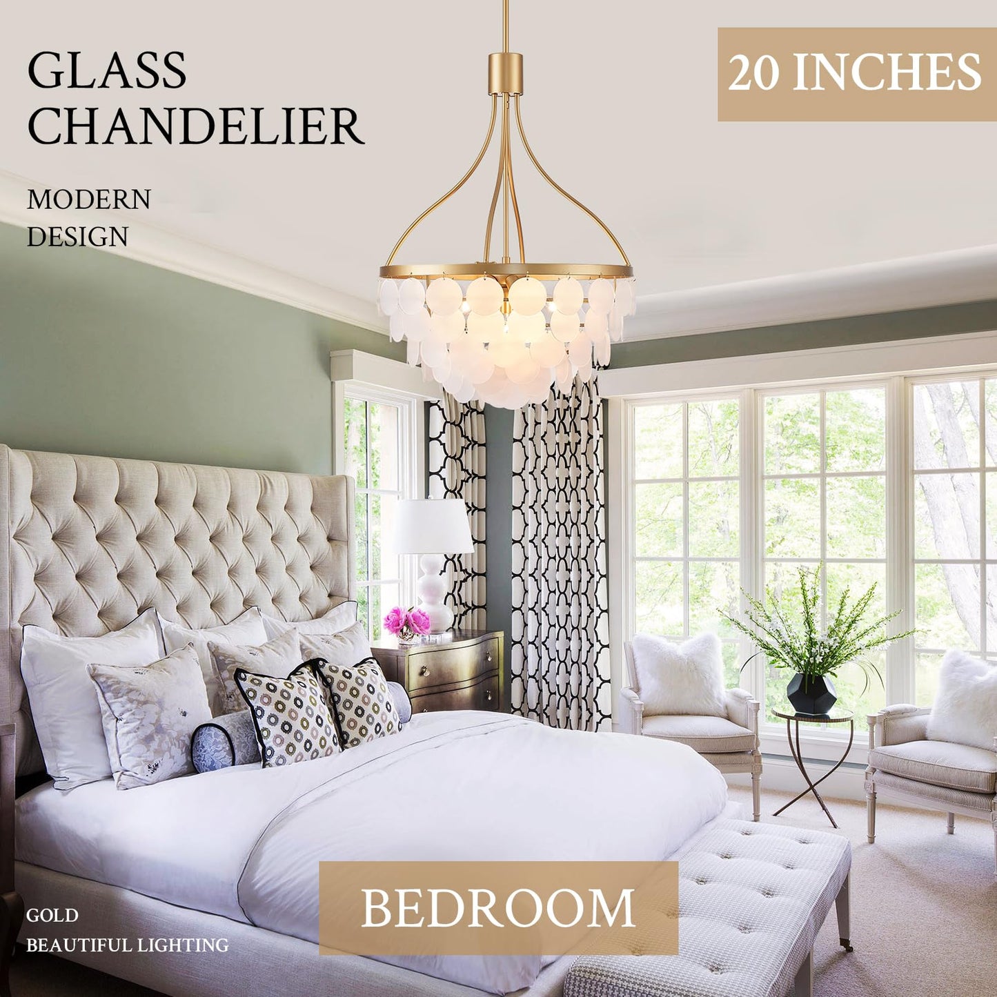 Gold Crystal Chandelier - Dimmable Contemporary Chandelier