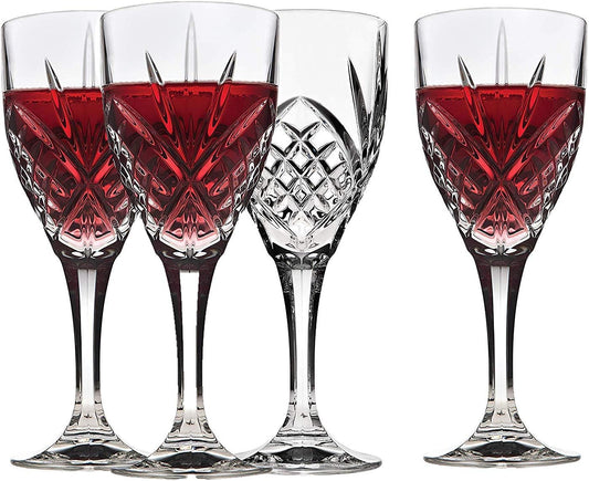 Wine Glasses, Stemmed Glass Goblets - Dublin Crystal, Set of 4