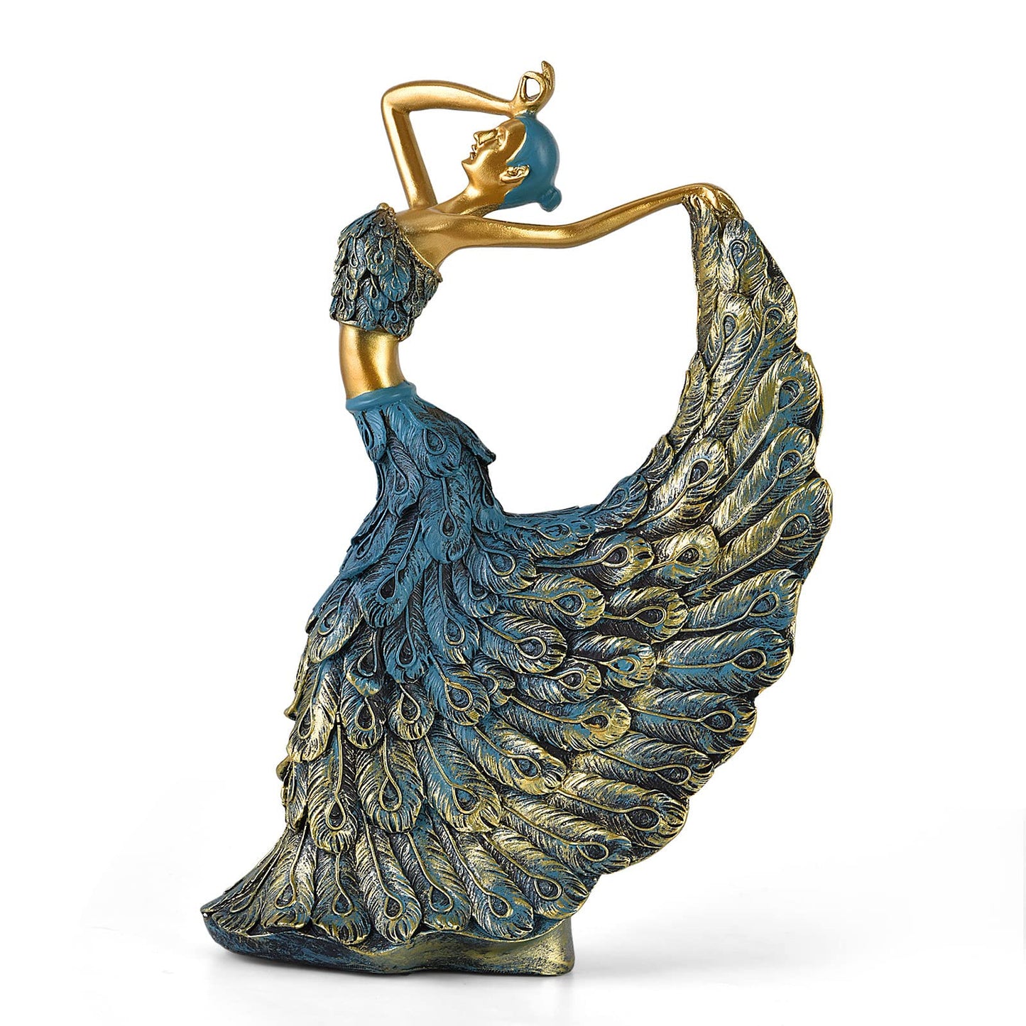 Elegant Peacock Statue Shelf Decor Accents (Blue)