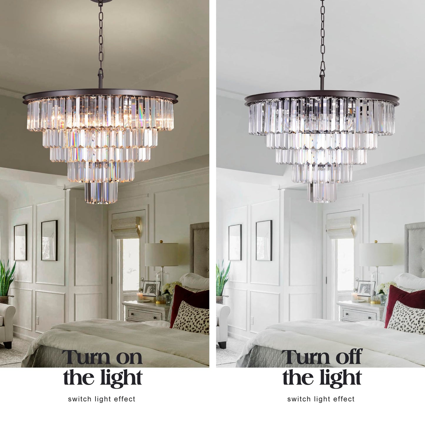 Luxury Smoke Crystal Chrome Chandelier, 8 Lights Pendant