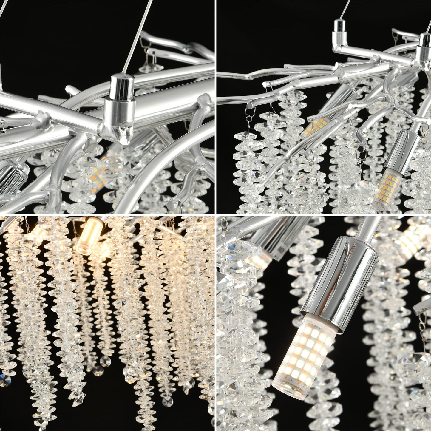 Modern Crystal Tree Branches Chandelier Gold Round Raindrop