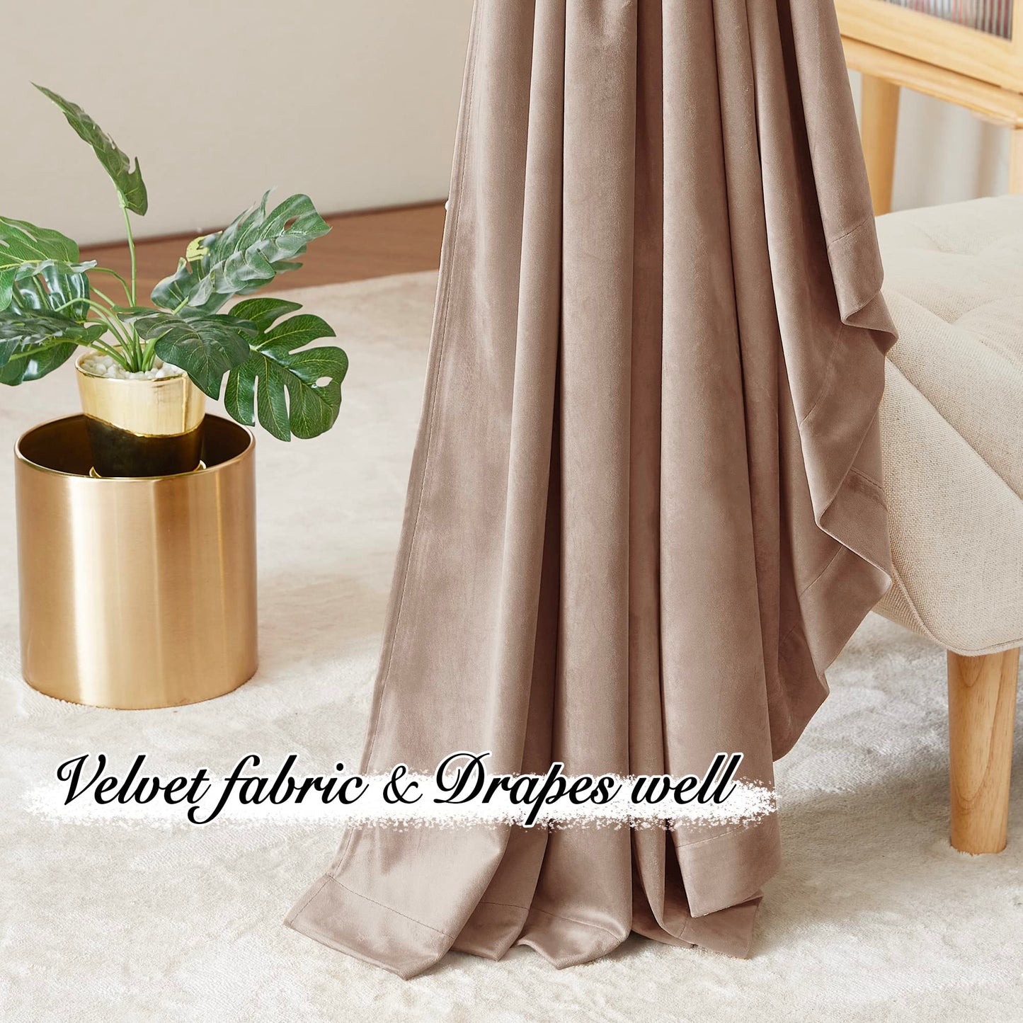 Velvet Curtains 96 inches - Soundproof Light Blocking Velvet Curtain