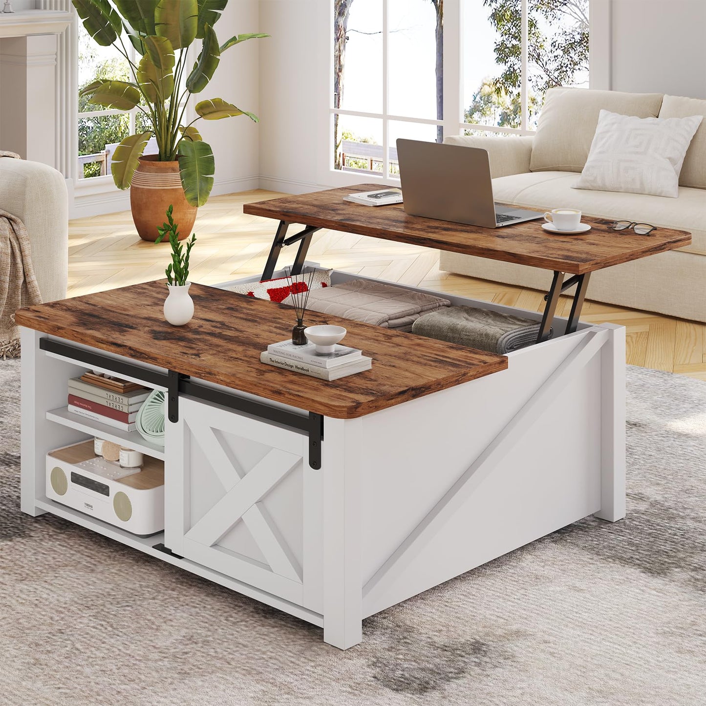 31.5" Lift Top Coffee Table with Large Hidden Storage Compartment