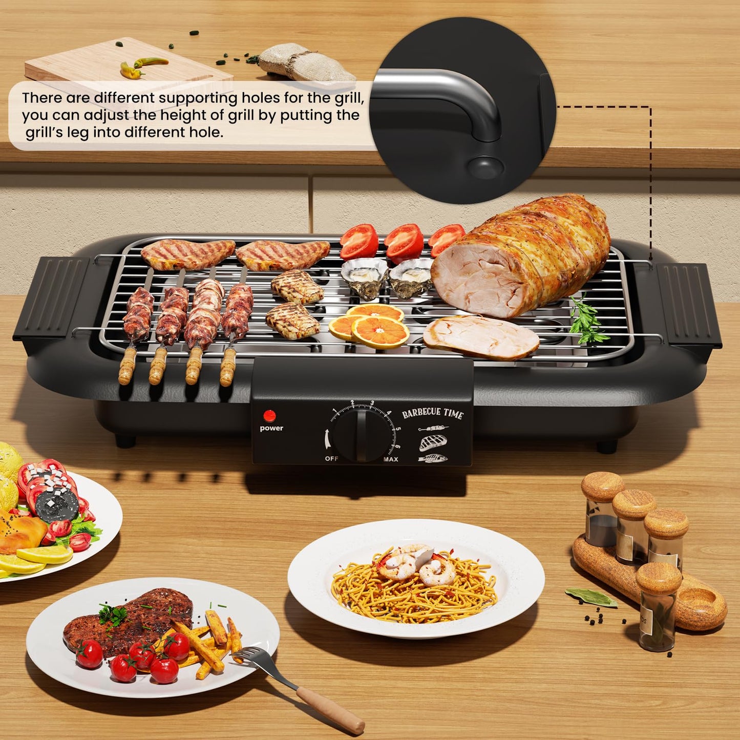 Electric BBQ Grill, Smokeless Non-Stick Indoor/Outdoor Barbecue Grill