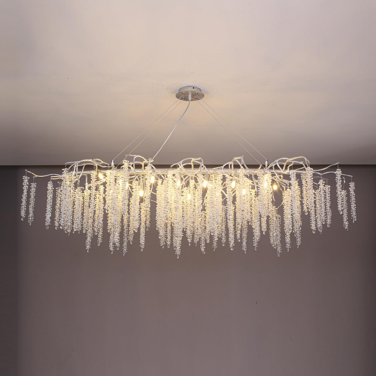 Modern Crystal Tree Branches Chandelier Gold Round Raindrop