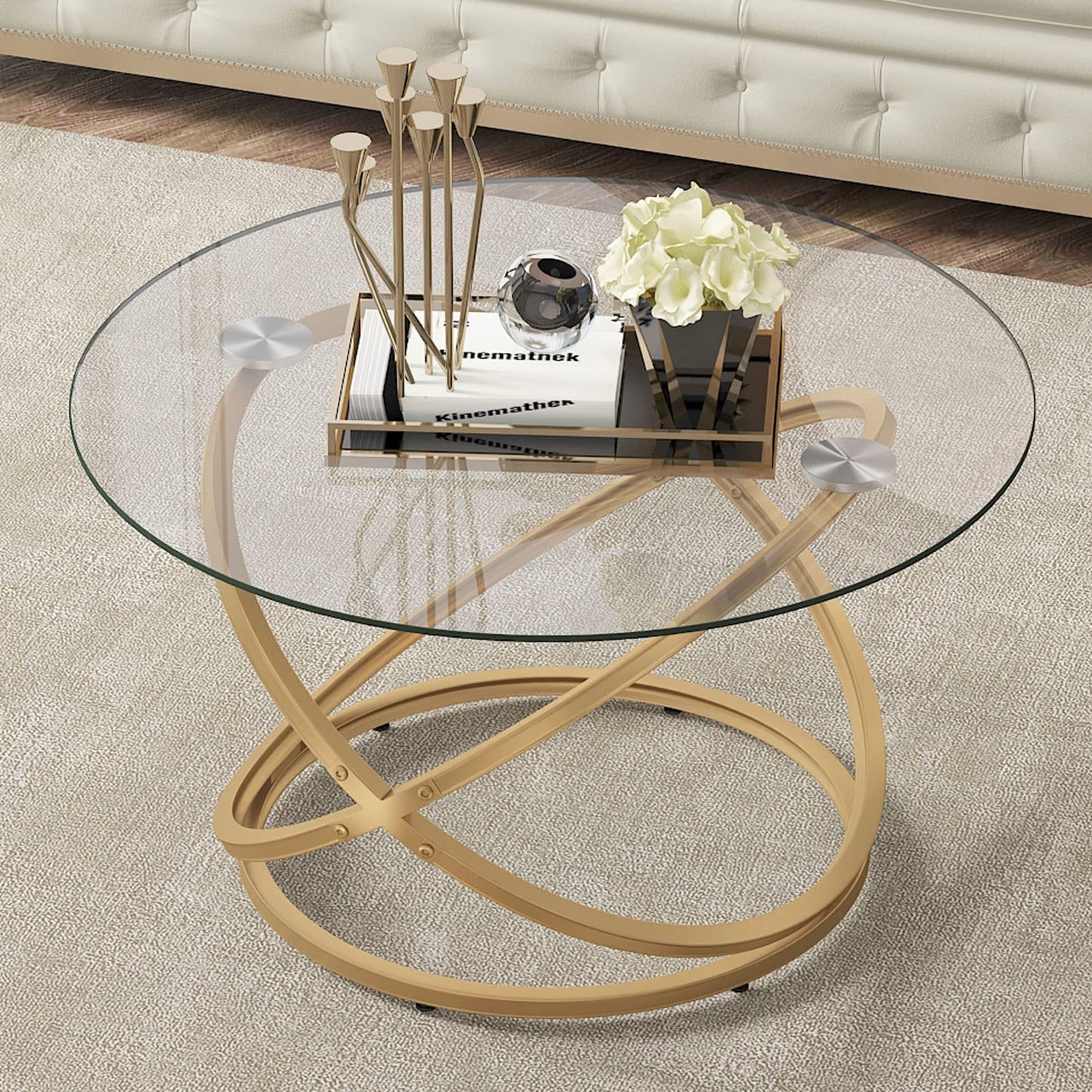 Glass Coffee Tables for Living Room, Chrome Finish (Silver)