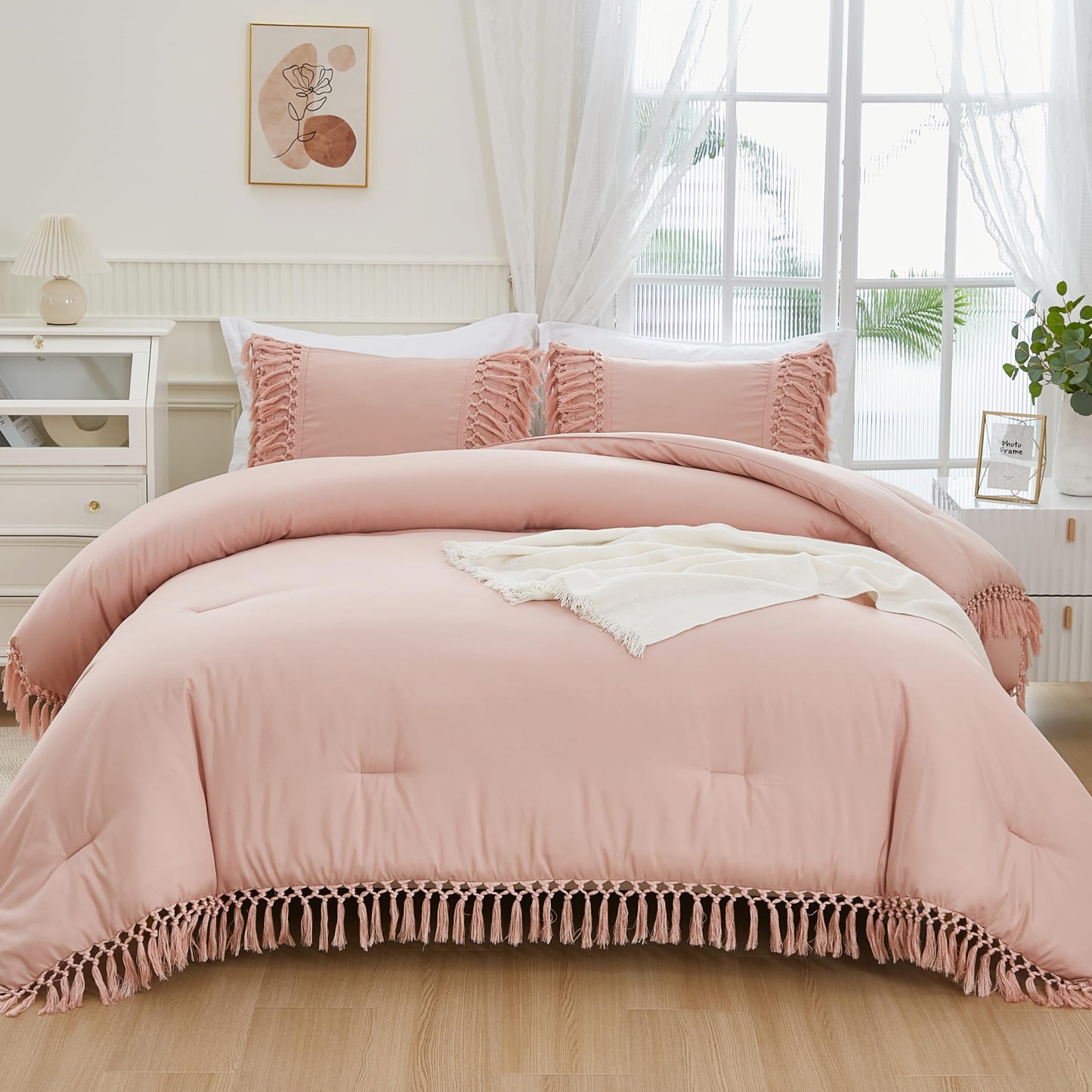 3 Pieces Boho Terracotta Lightweight Comforter Sets