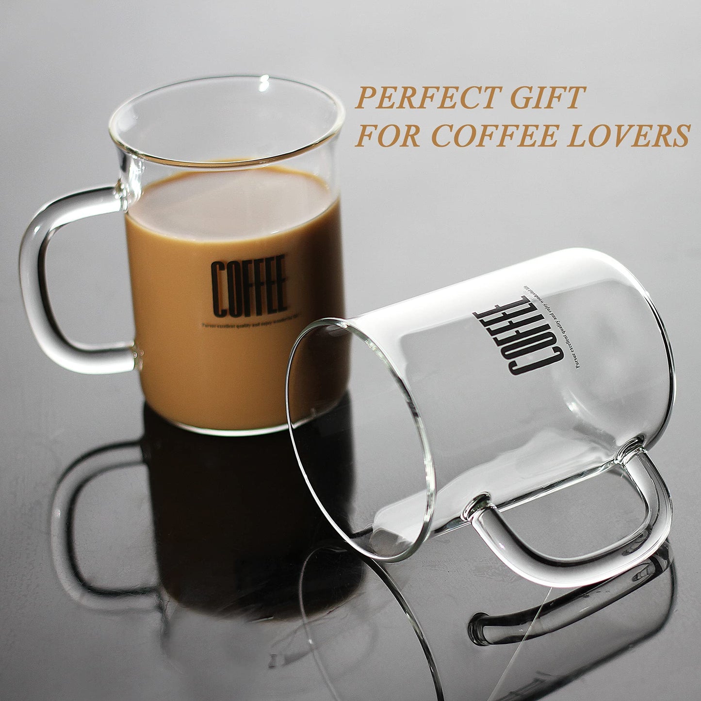 4pcs Set Iridescent Glass Coffee Mugs-Hand Blown & Seamless