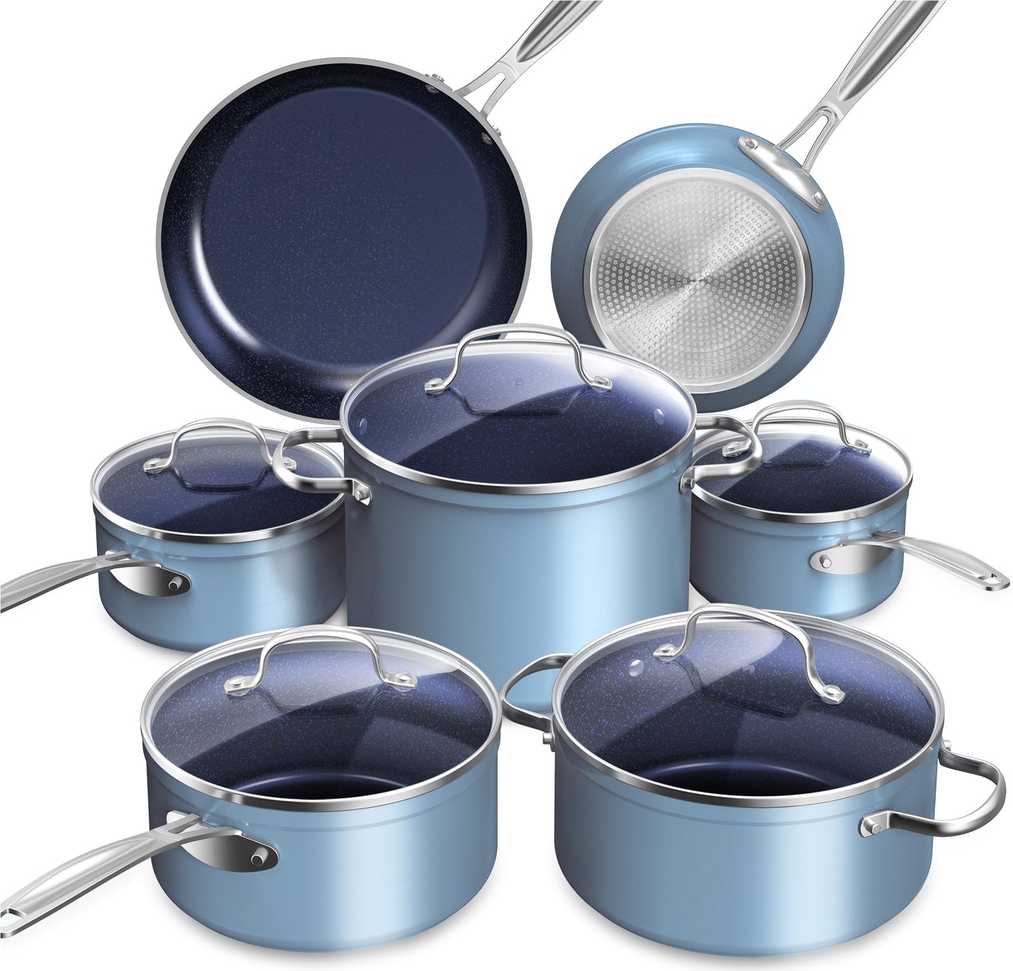 Ceramic Nonstick Cookware Set, Diamond Infused Scratch-Resistant