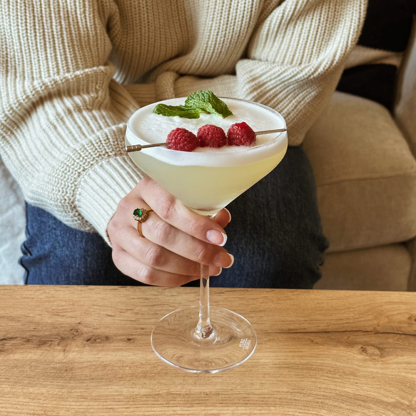 Set of 4, 8oz Handblown Premium Crystal Martini Glasses for Cocktail