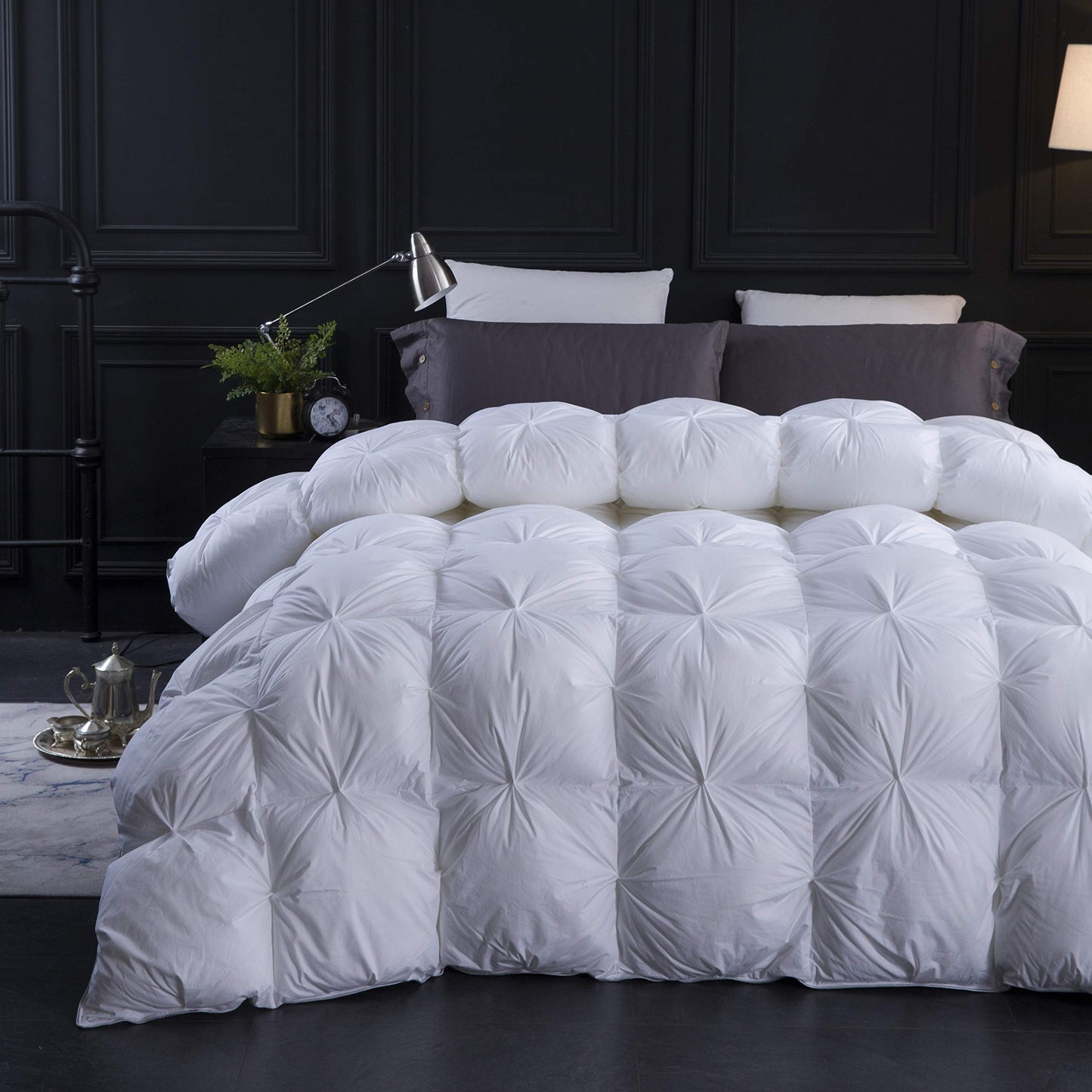 Pinch Pleat Feathers Down Comforter King Size Duvet Insert 100% Cotton